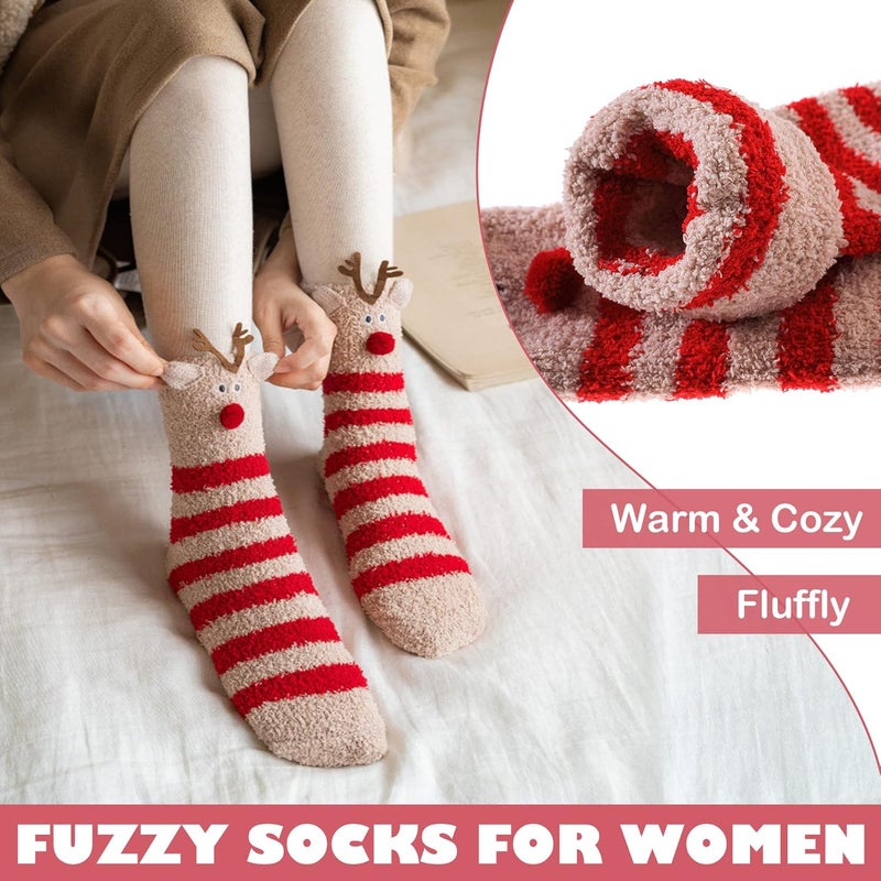 LINEMIN Womens Fuzzy Socks Cozy Fluffy Winter Warm Slipper Socks Microfiber Soft Home Sleeping Socks - Image 4